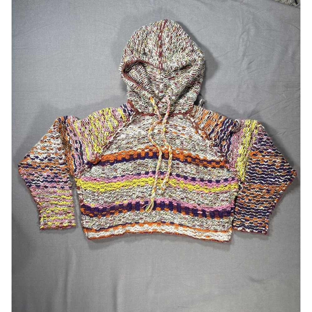 Free People Winter Bright Hoodie Womens Small Knit Boho Oversized